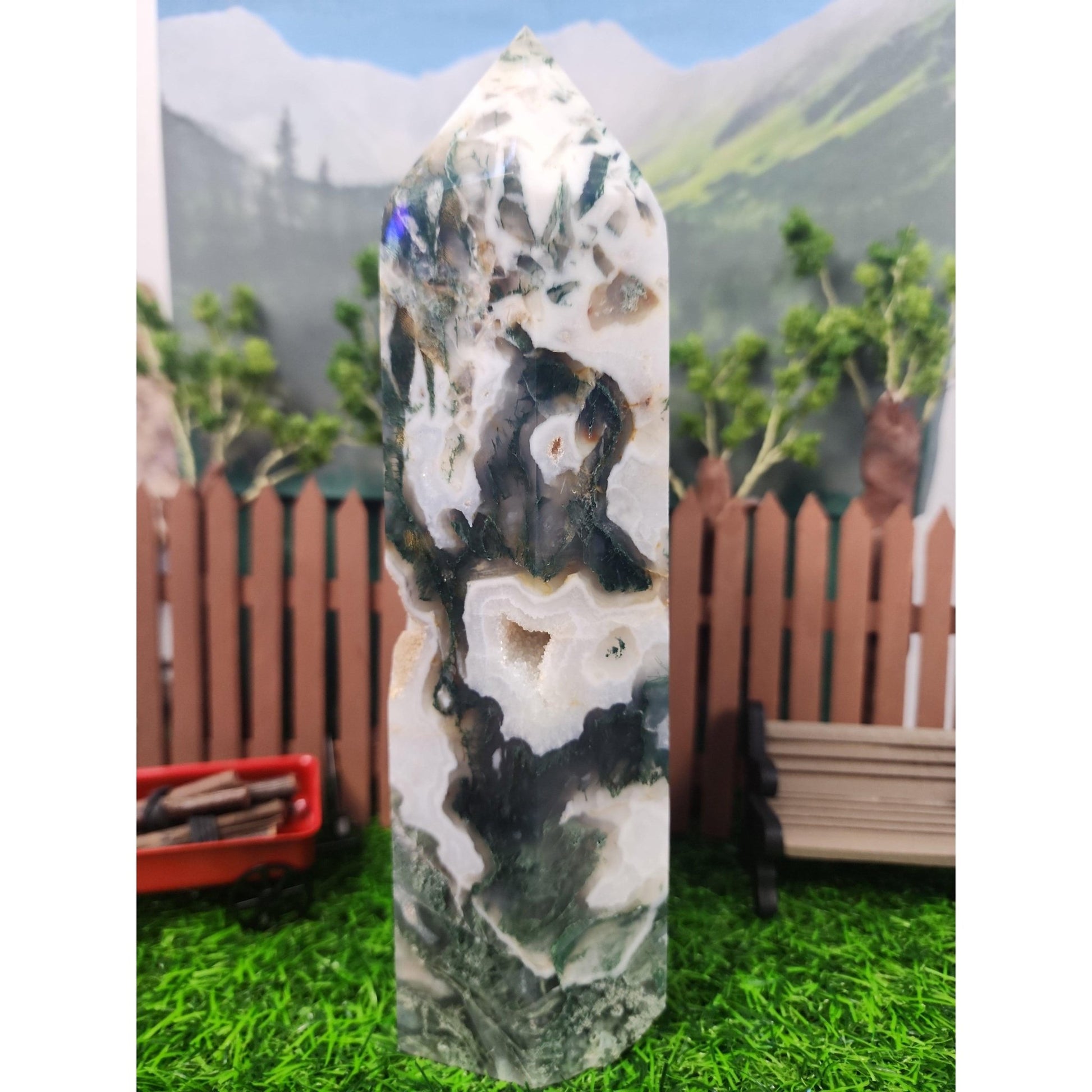 Moss Agate Tower - MagicBox Crystals