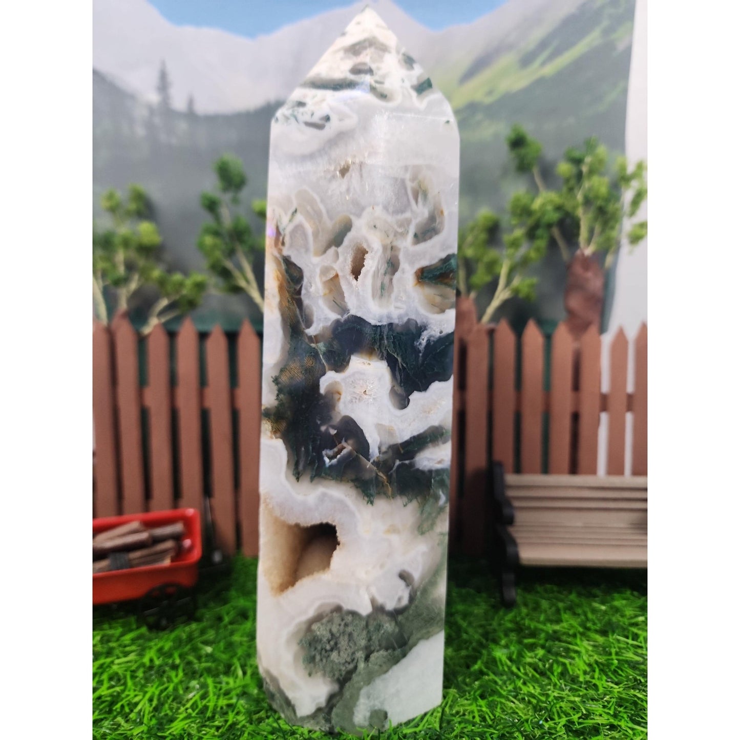 Moss Agate Tower - MagicBox Crystals