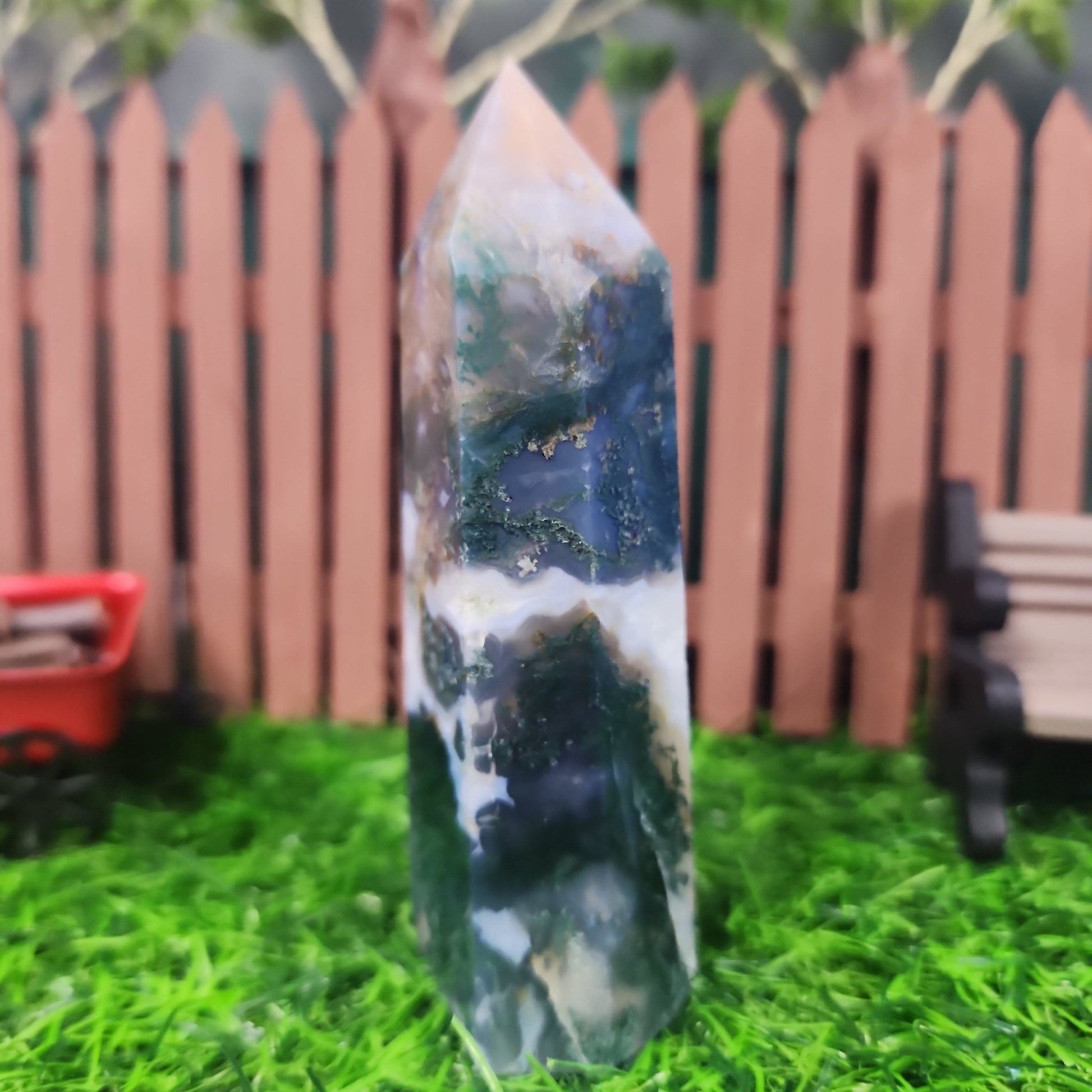 Moss Agate Tower - MagicBox Crystals