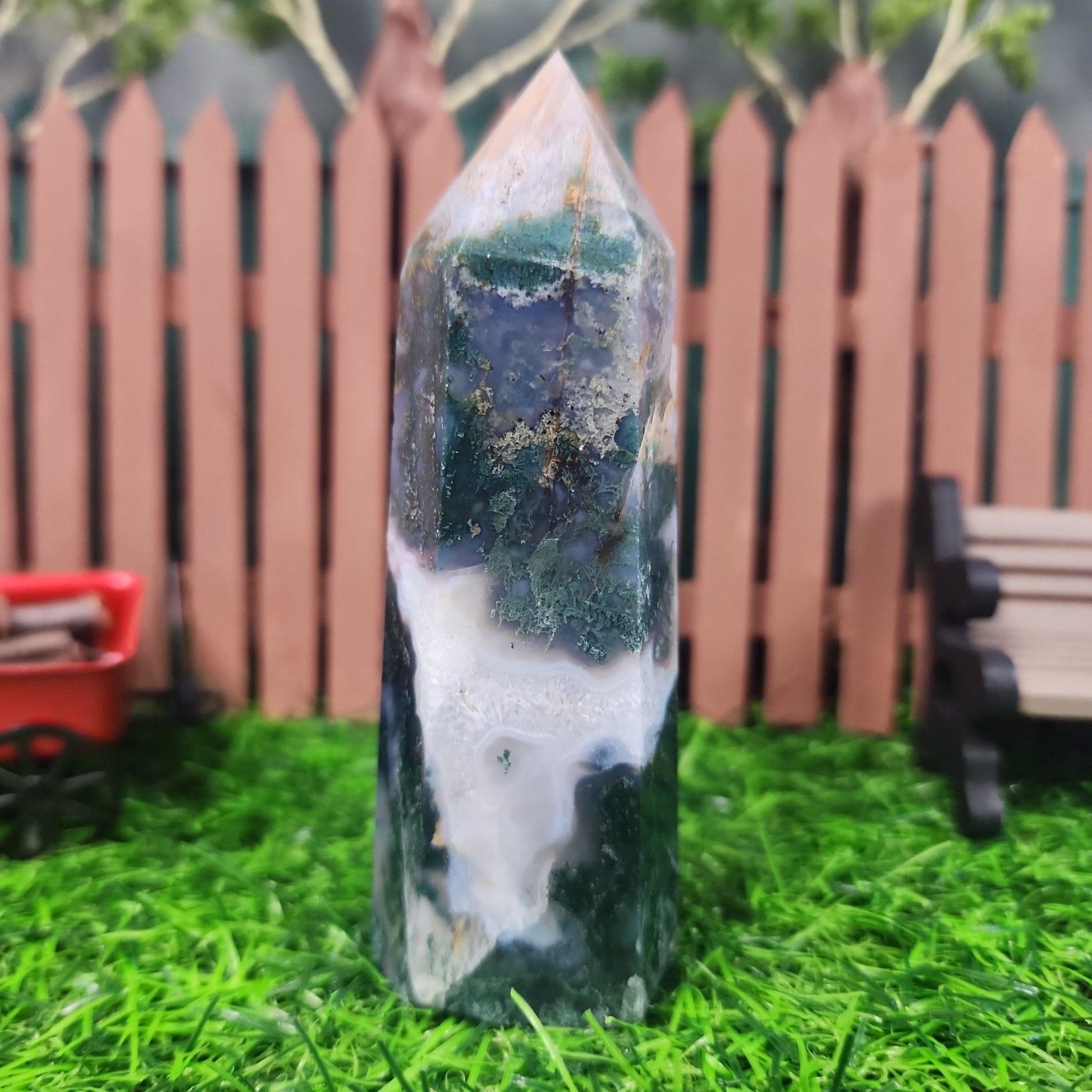 Moss Agate Tower - MagicBox Crystals
