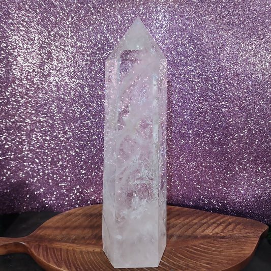 8.5in 2.97lbs - Clear Quartz Tower