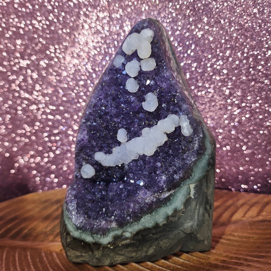 2.4lbs - Amethyst Geode w/ Calcite