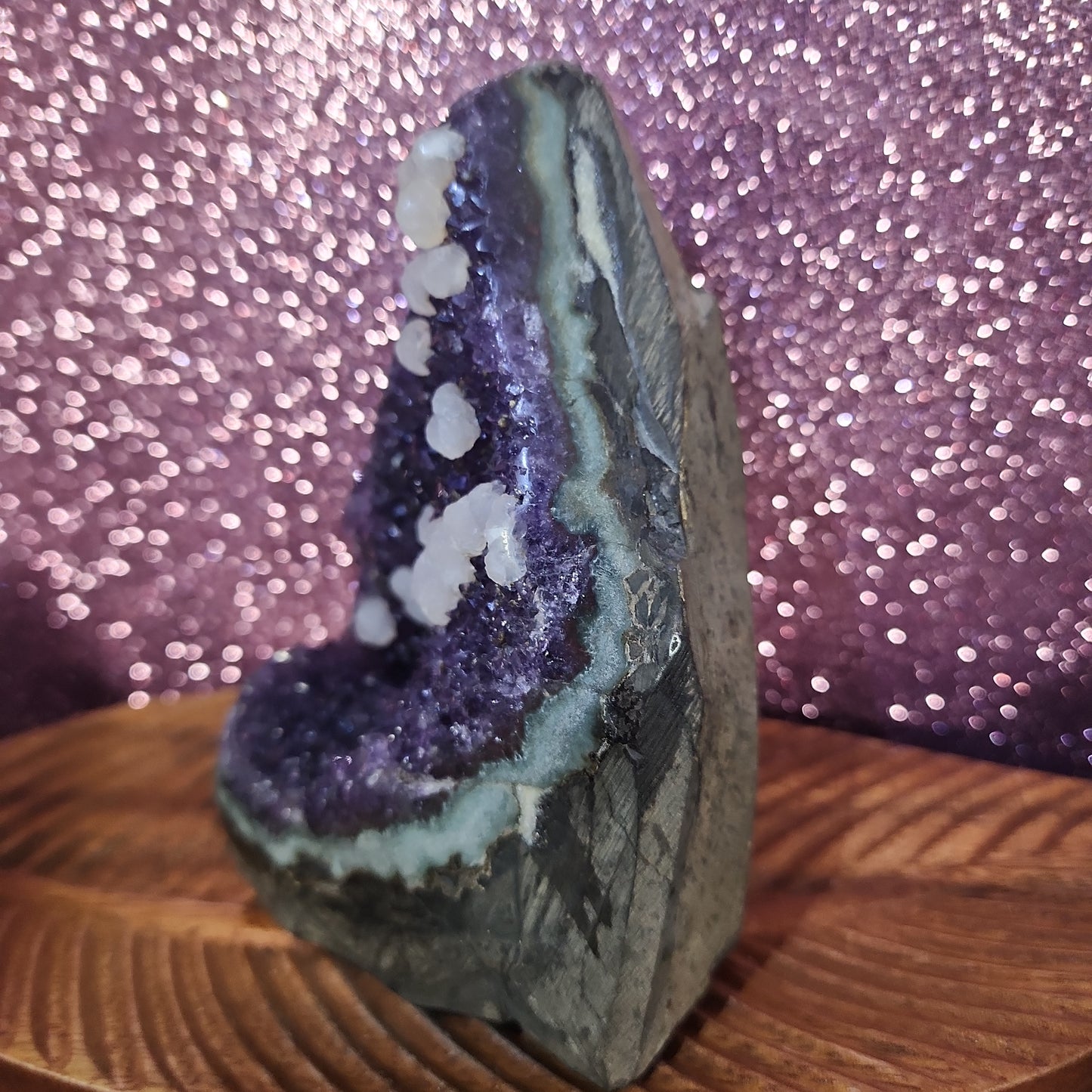 2.4lbs - Amethyst Geode w/ Calcite