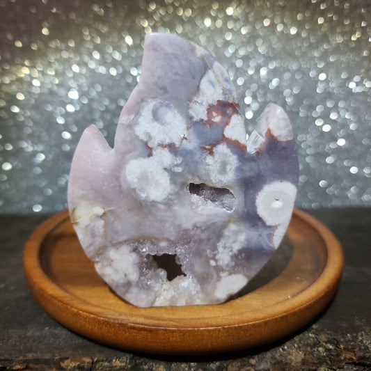 Flower Agate Pink Amethyst Fire Flame Carving