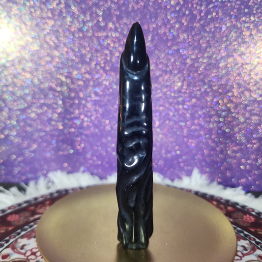 Black Obsidian Witch's Finger Carving