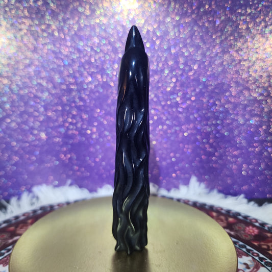 Black Obsidian Witch's Finger Carving