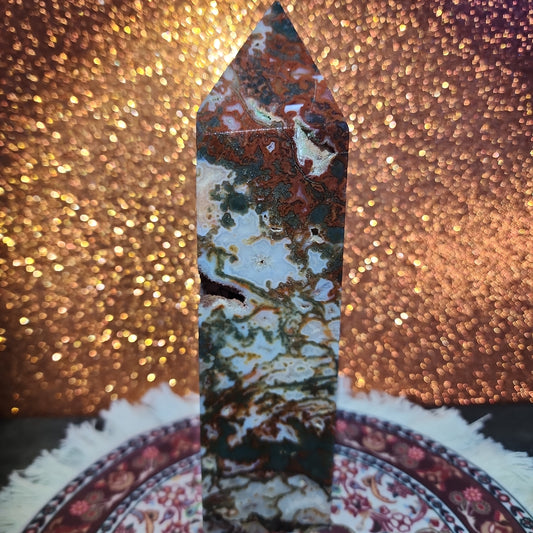 2.99lbs Red Moss Agate Tower