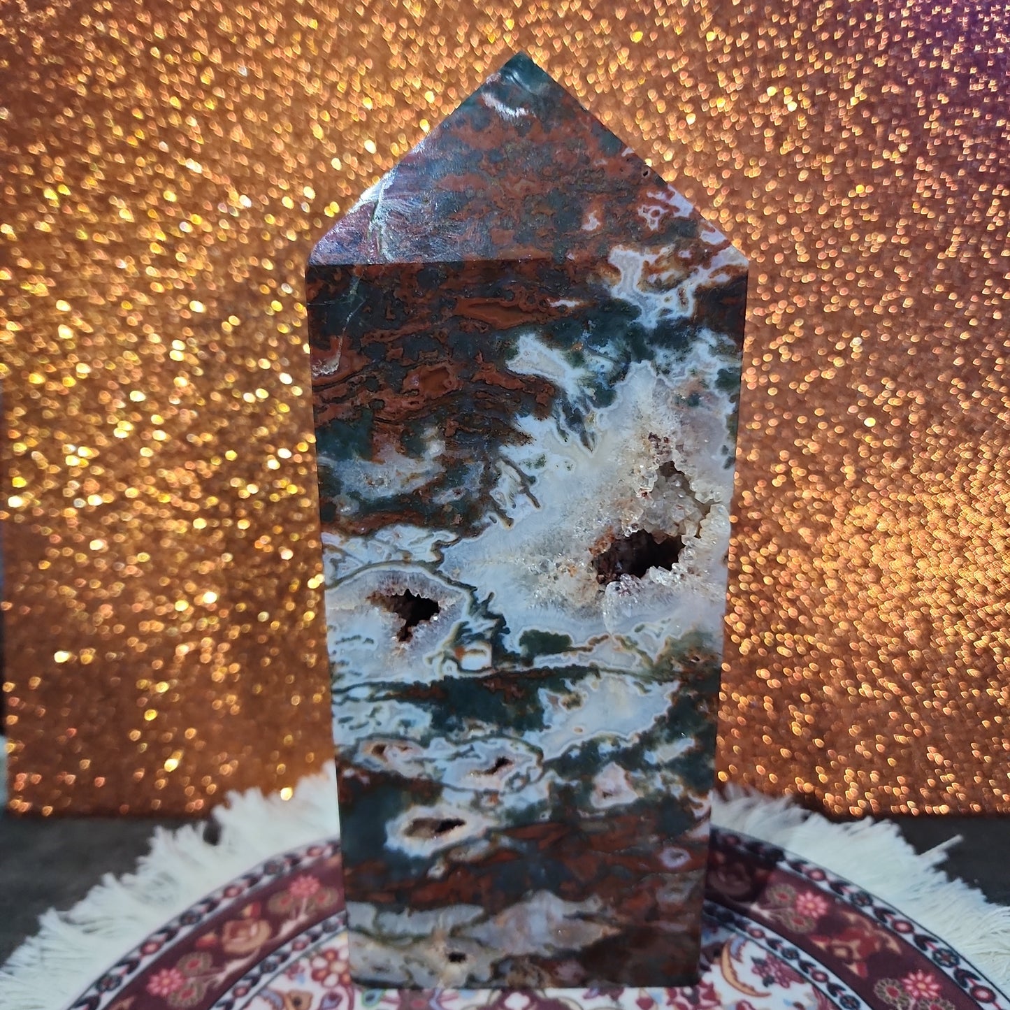 2.99lbs Red Moss Agate Tower