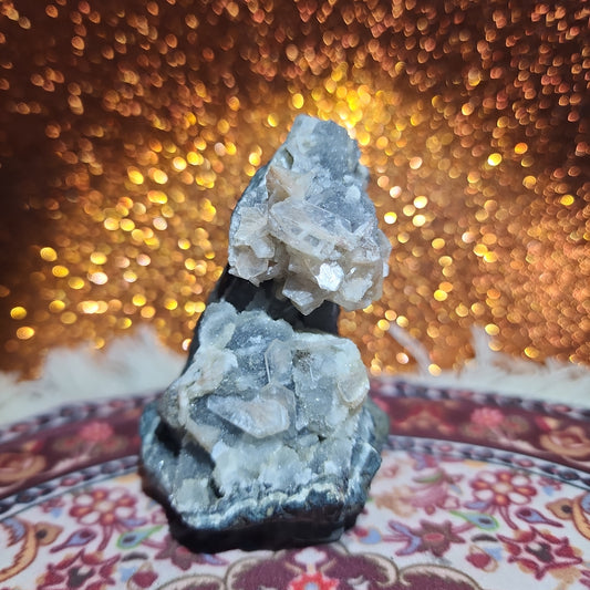 Stillbite with Calcite Cluster