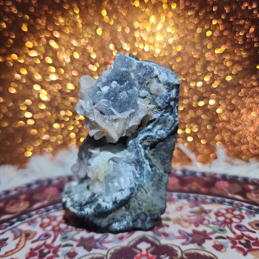 Stillbite with Calcite Cluster