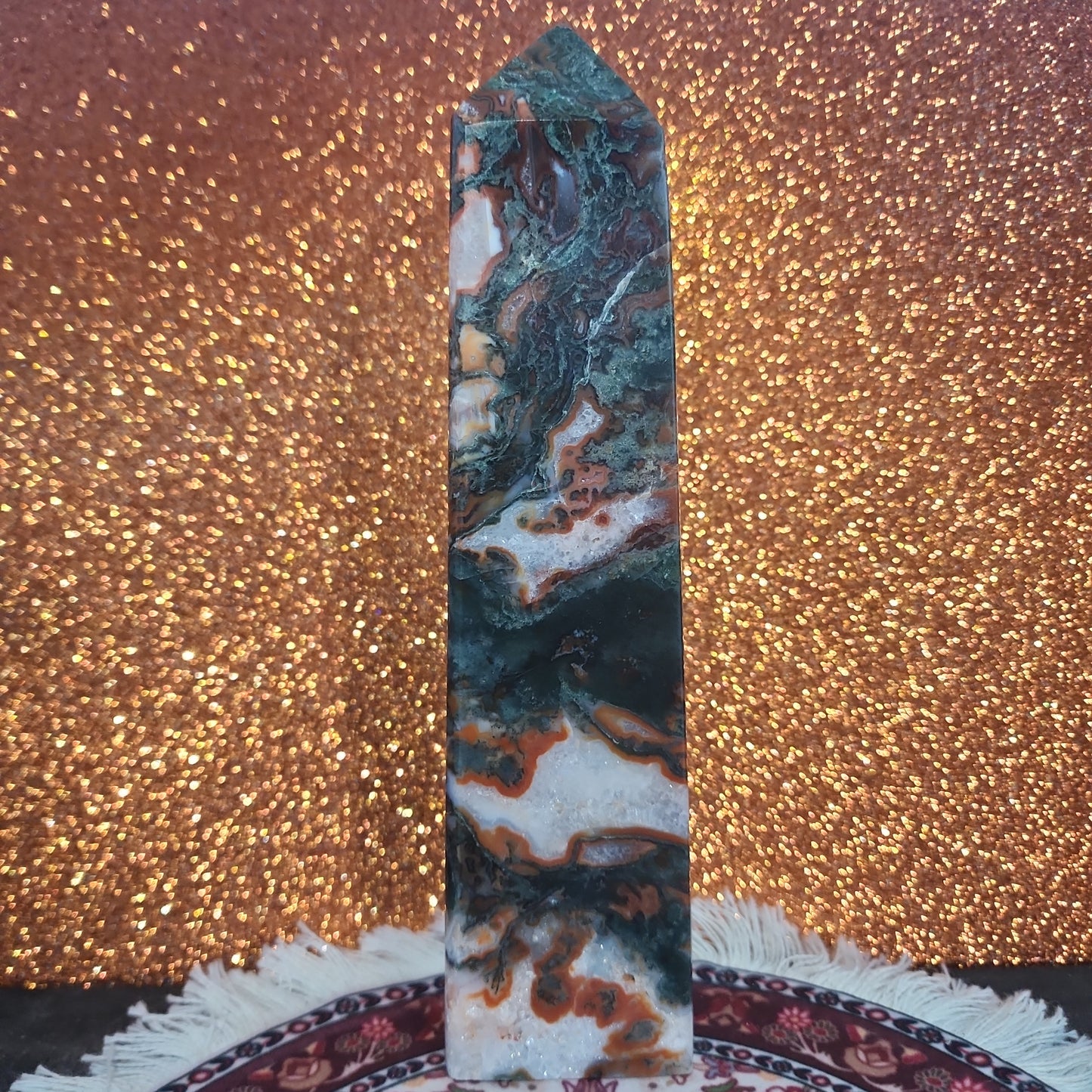 Red Moss Agate Tower