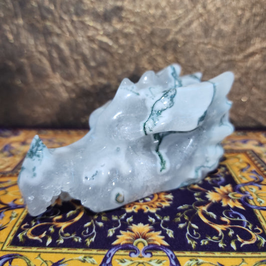 Druzy Moss Agate Dragon Head