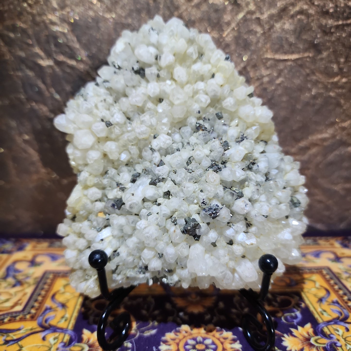 Pyrite Calcite Cluster with Stand