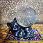 Garden Quartz Sphere with Cat Holder