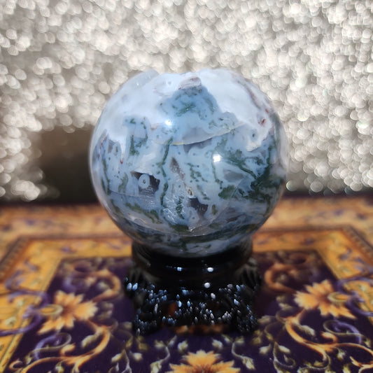 Druzy Moss Agate Sphere