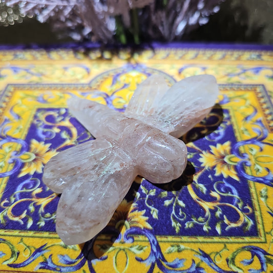 Fire Quartz Dragonfly Carving