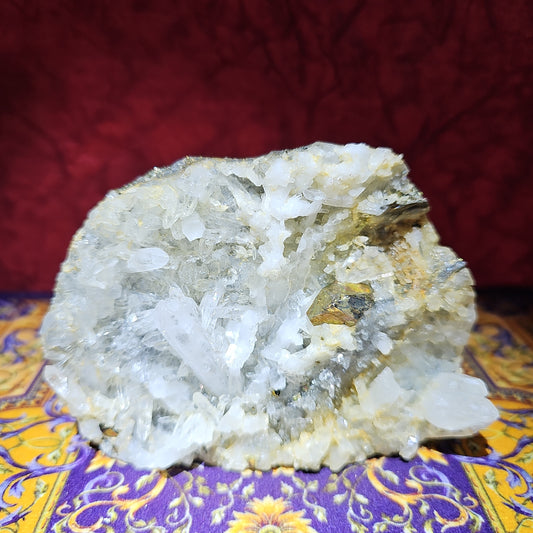 Pyrite Quartz Calcite Cluster Geode with Stand