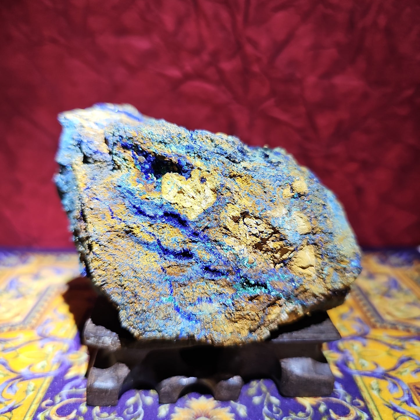 Raw Azurite with a touch of Malachite