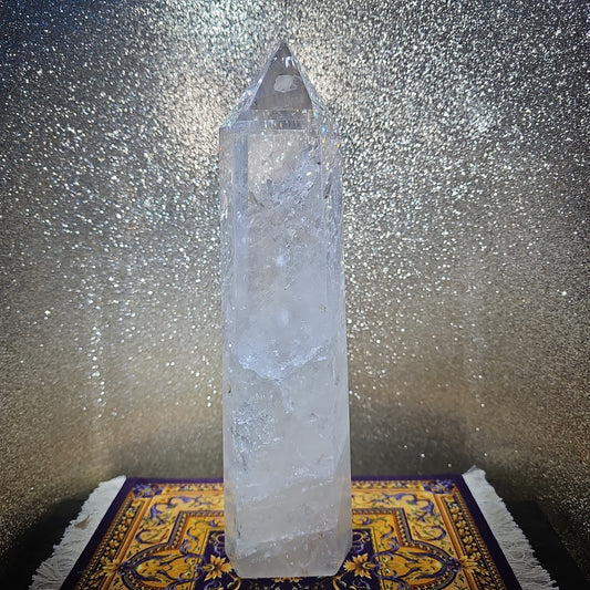 10.5in 3.3lbs Clear Quartz Tower