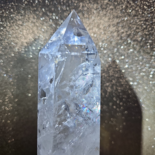 10.5in 3.3lbs Clear Quartz Tower