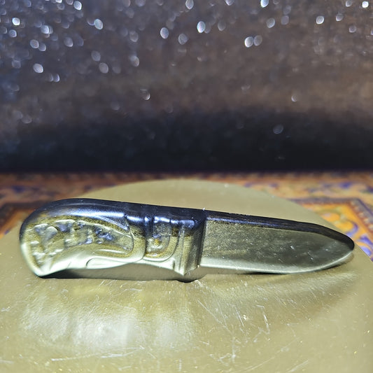 Golden Obsidian Mini Knife Carving