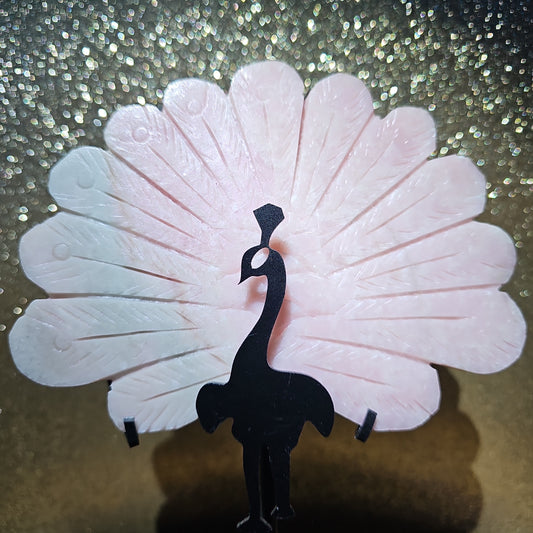 Pink Calcite Peacock Feathers with Stand