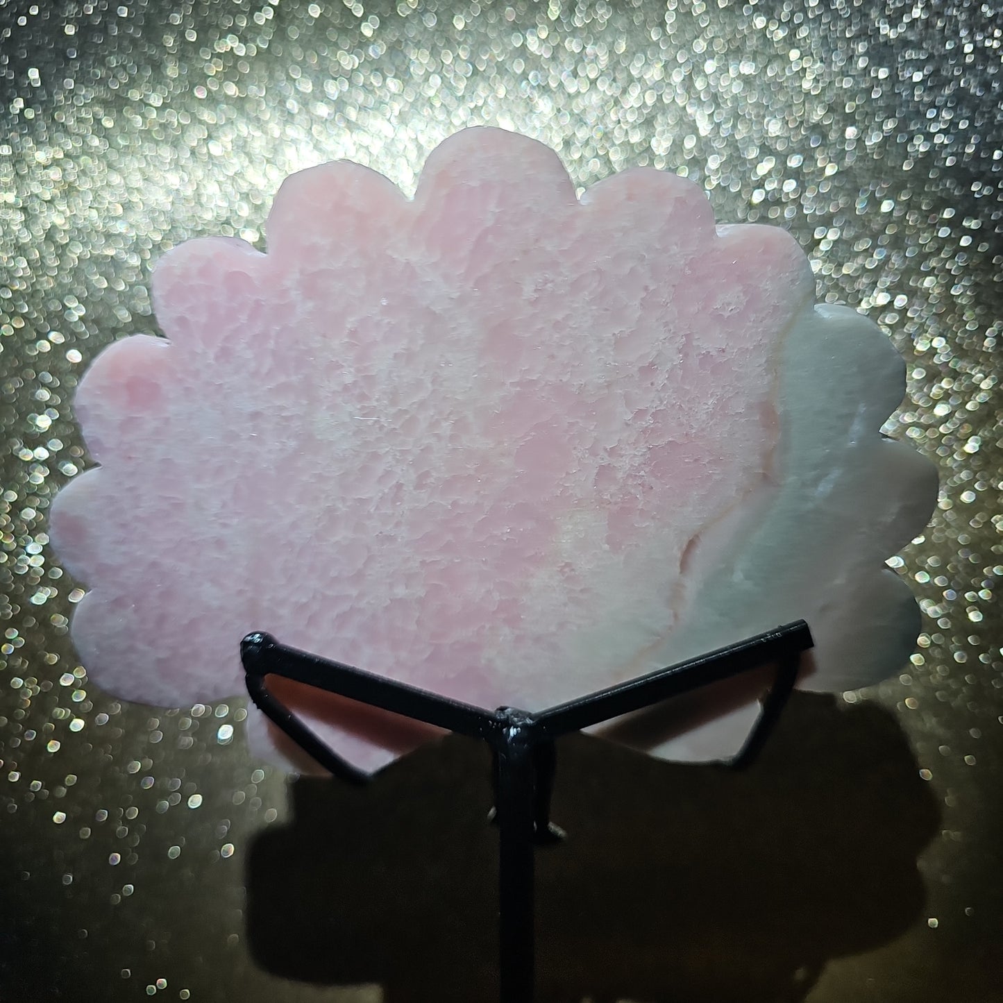 Pink Calcite Peacock Feathers with Stand