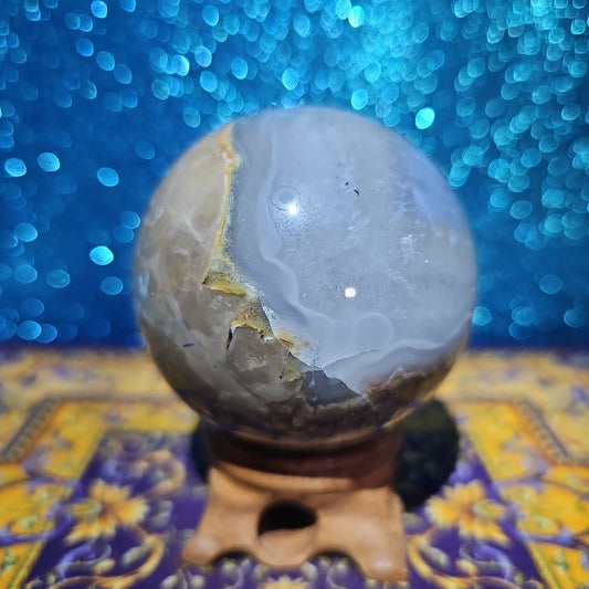 Volcanic Agate Sphere with Blue Lace Agate