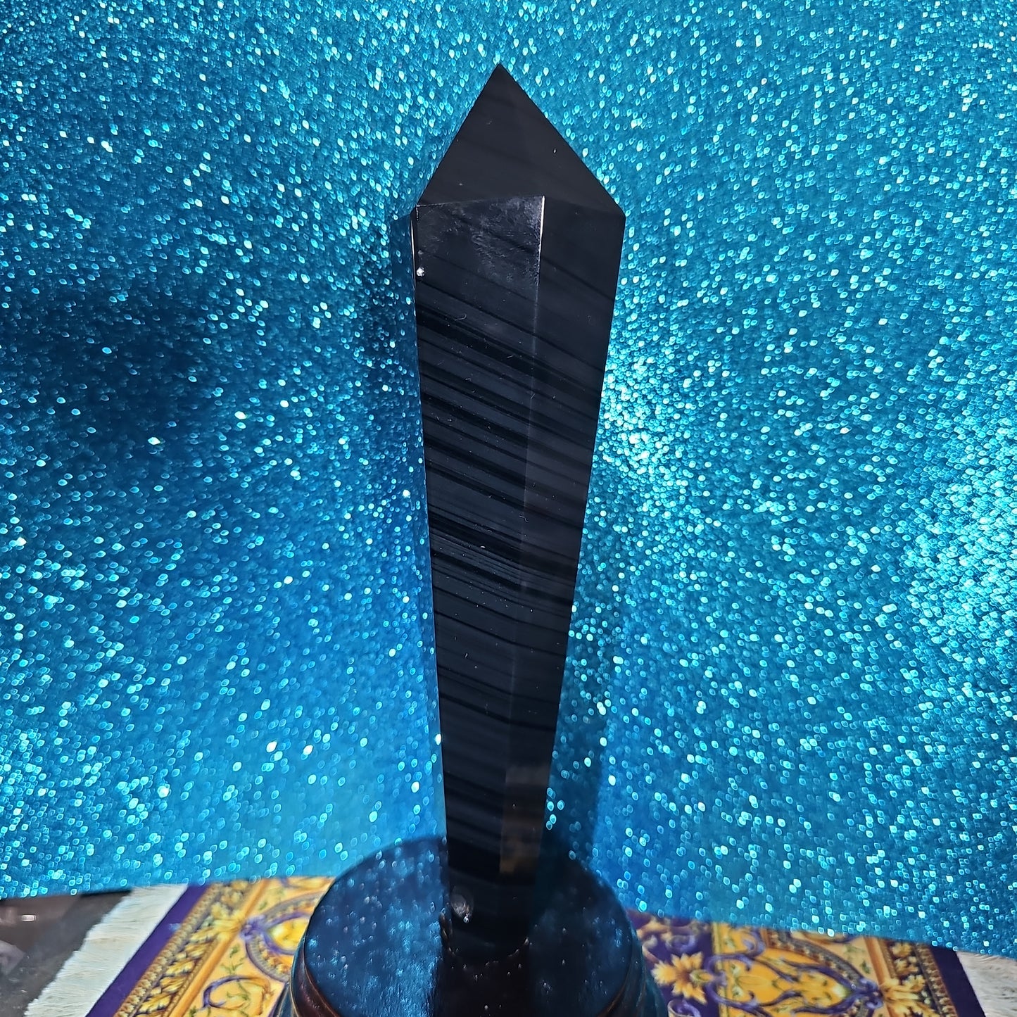 Black Obsidian Wand Freeform with stand