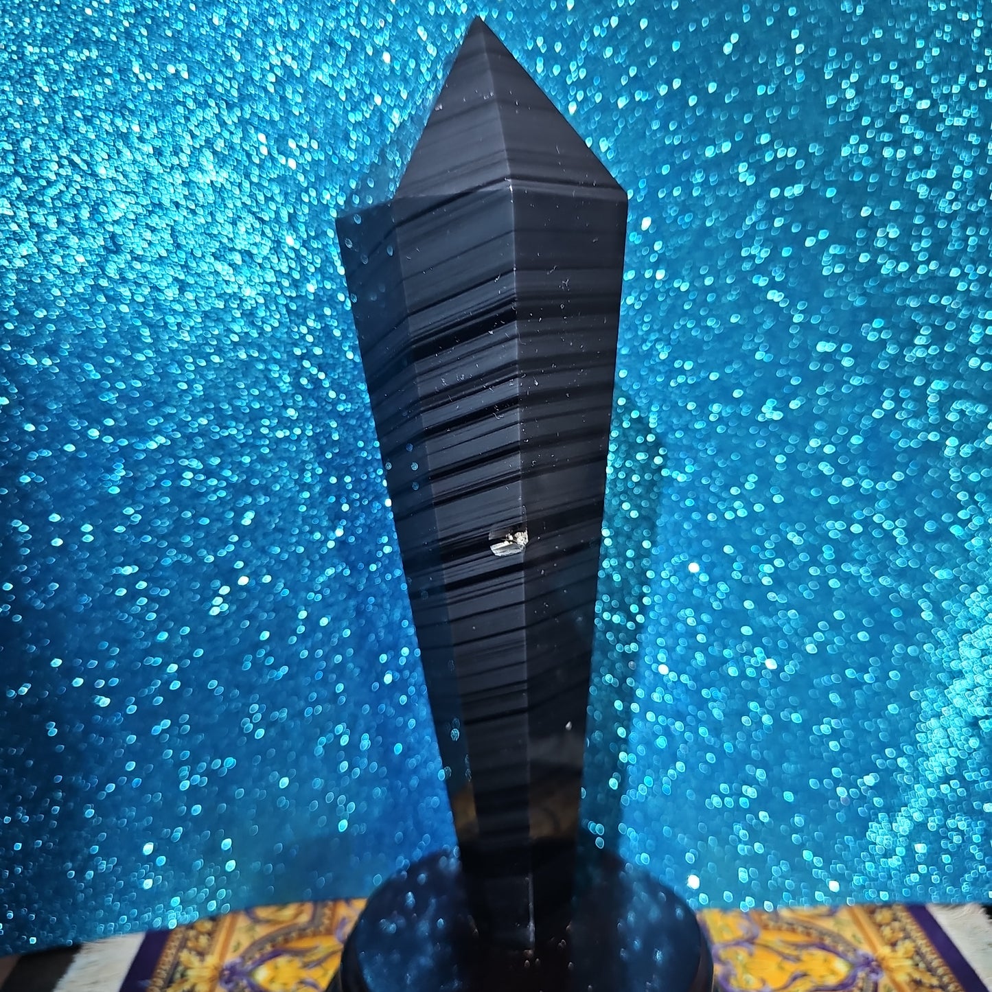 Black Obsidian Wand Freeform with stand