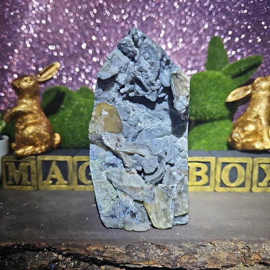 Volcanic Agate Freeform Tower with Calcite