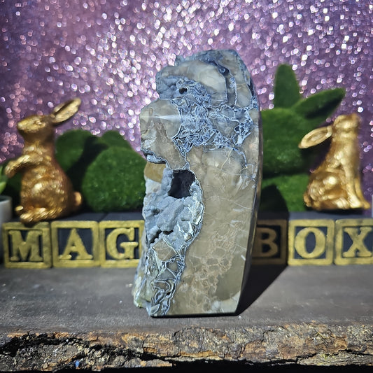 Volcanic Agate Freeform Tower with Calcite