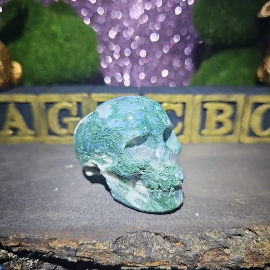 Moss Agate Skull