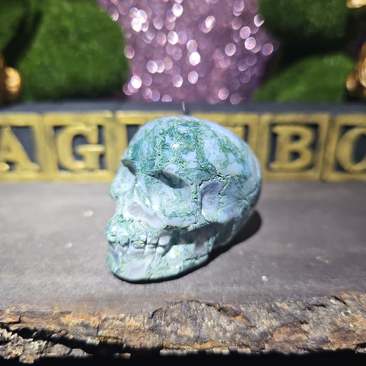 Moss Agate Skull