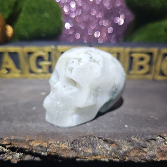 Moss Agate Skull