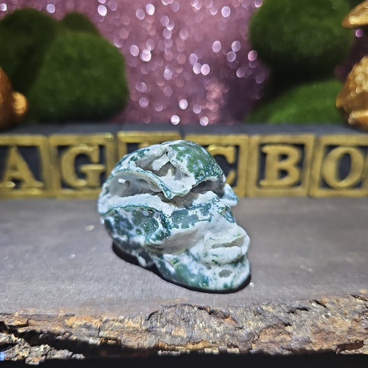 Moss Agate Skull