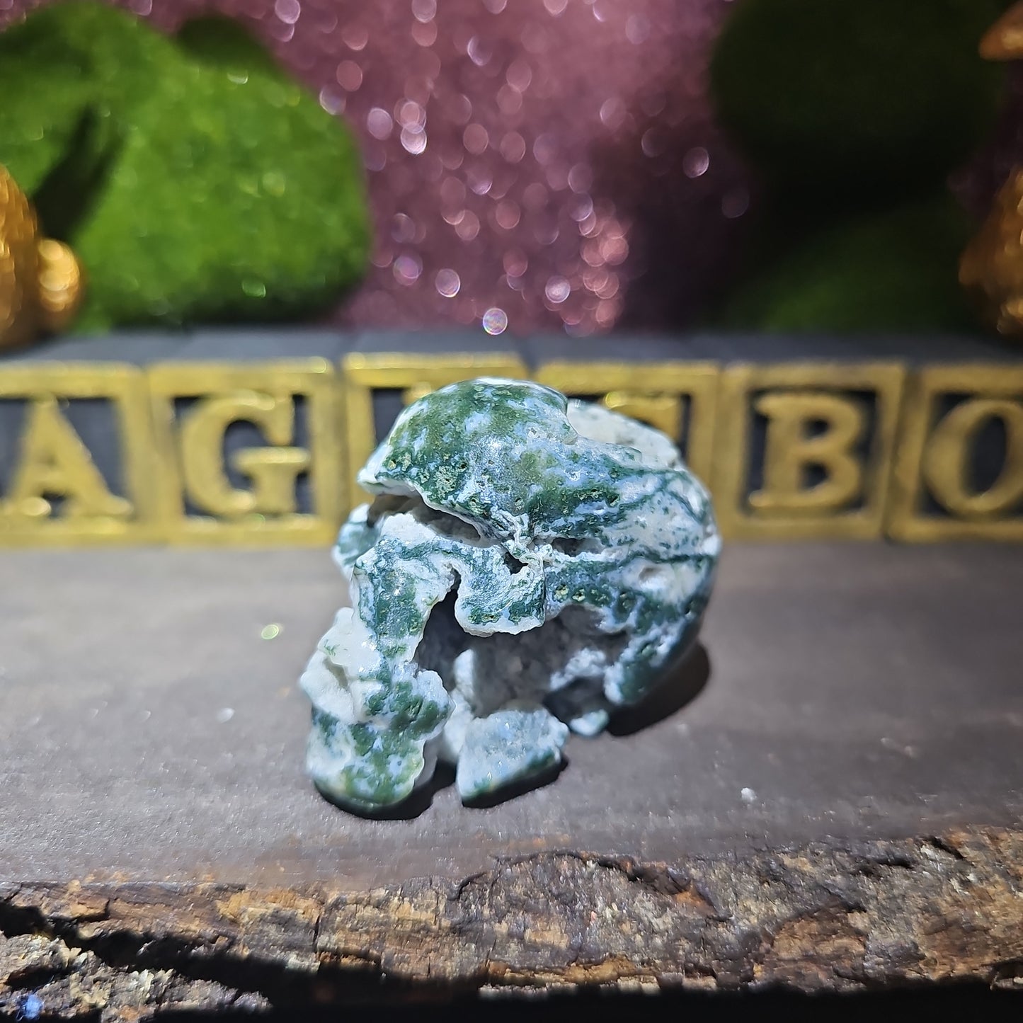 Moss Agate Skull