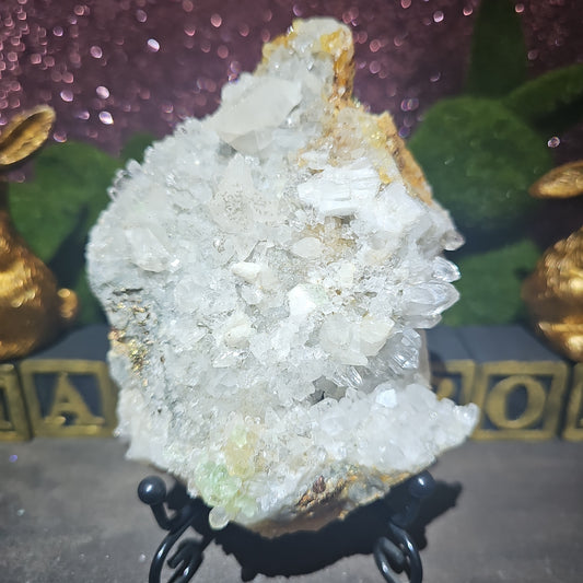 Pyrite Clear Quartz Calcite Specimen with a touch of Fluorite