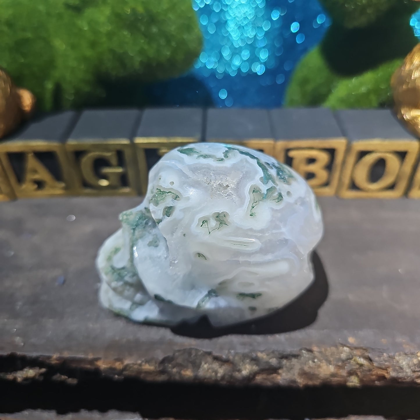 Moss Agate Skull