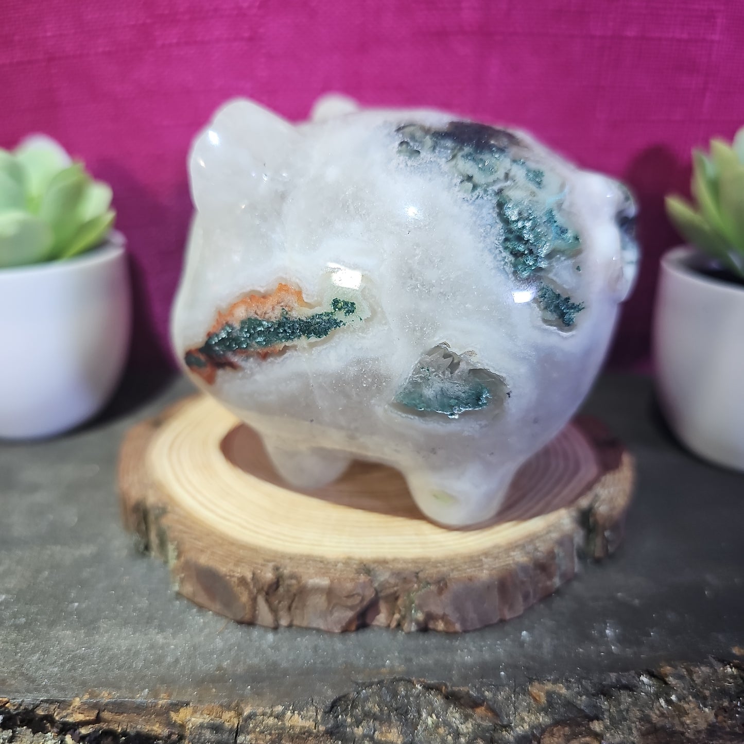 Moss Agate Pig