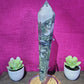 Moss Agate Wand Freeform with stand