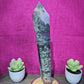 Moss Agate Wand Freeform with stand