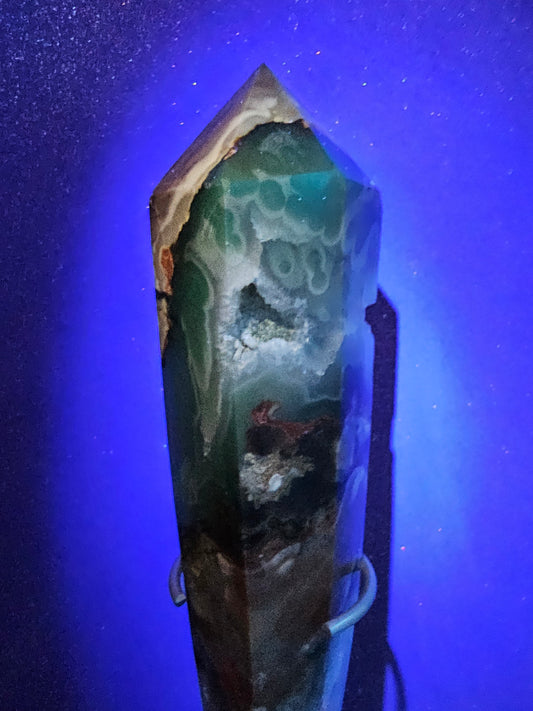 Volcanic Agate Wand Freeform with stand