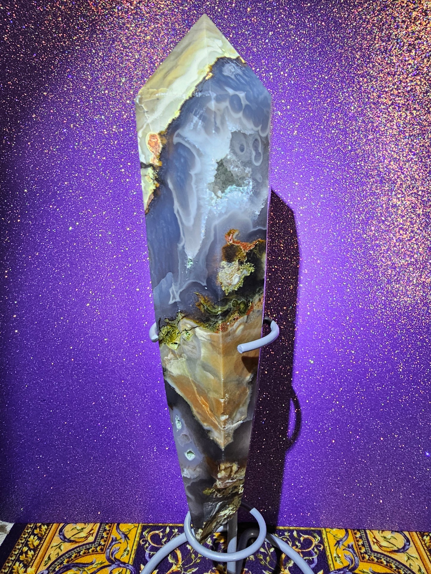 Volcanic Agate Wand Freeform with stand