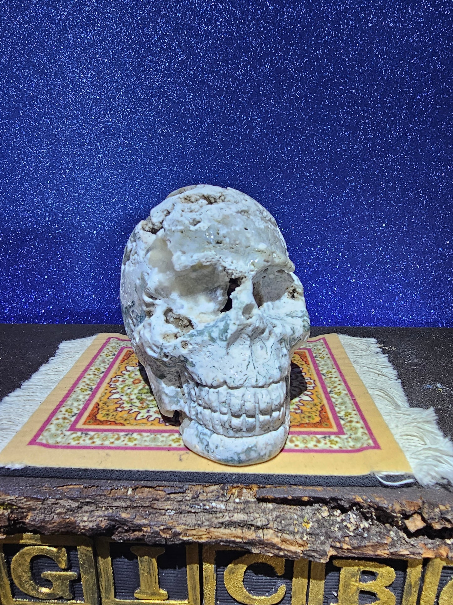 Moss Agate Skull