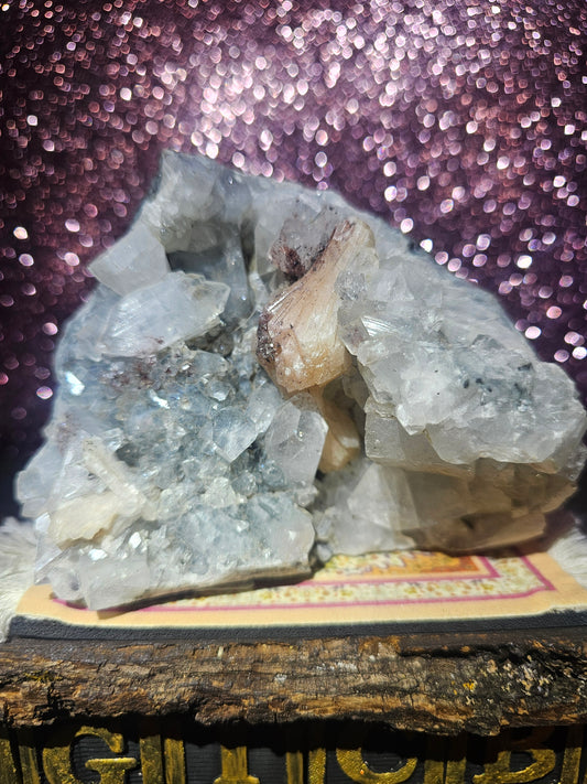 Stillbite with Calcite Cluster