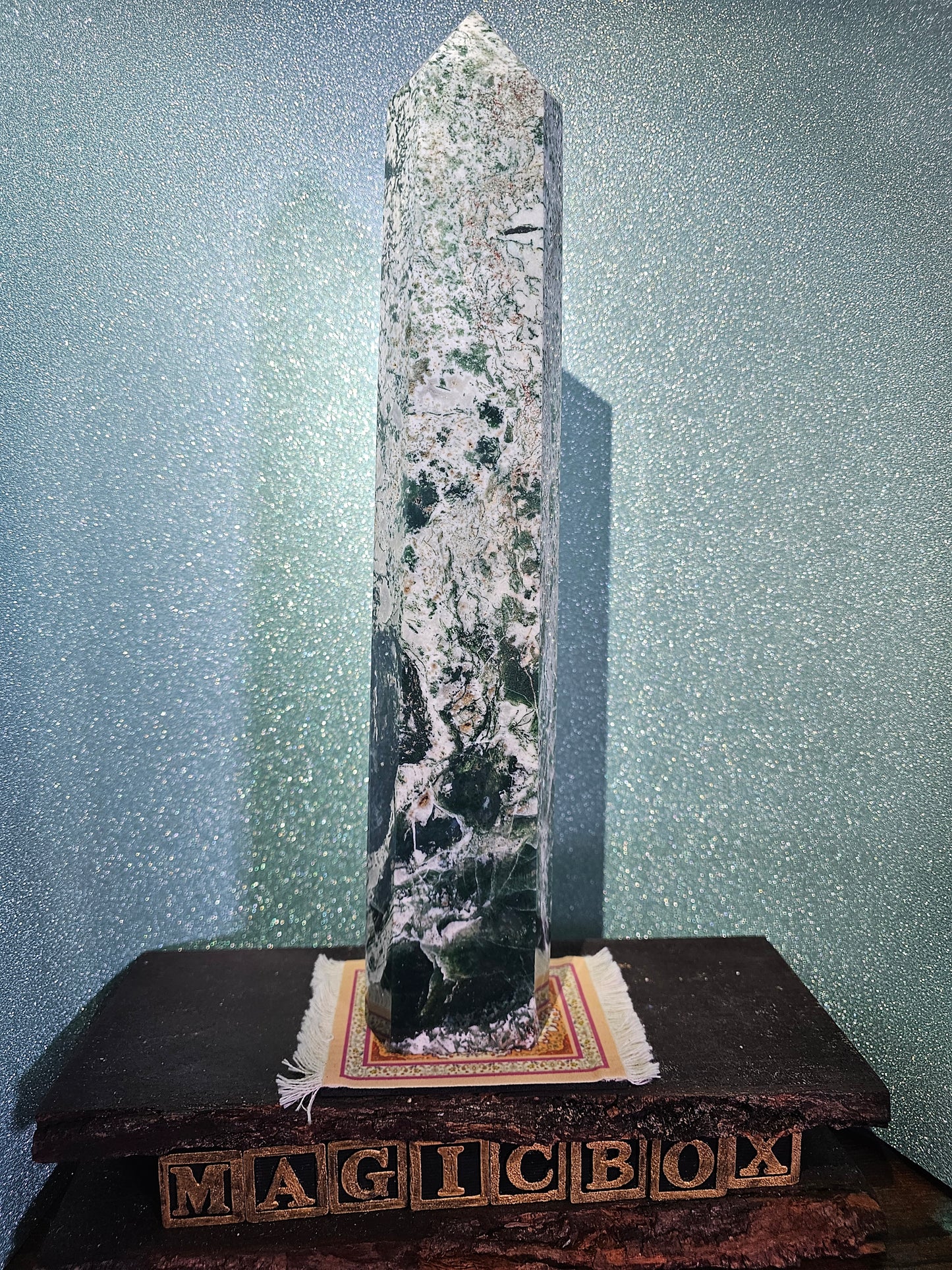 6.1lb 15in Moss Agate Tower