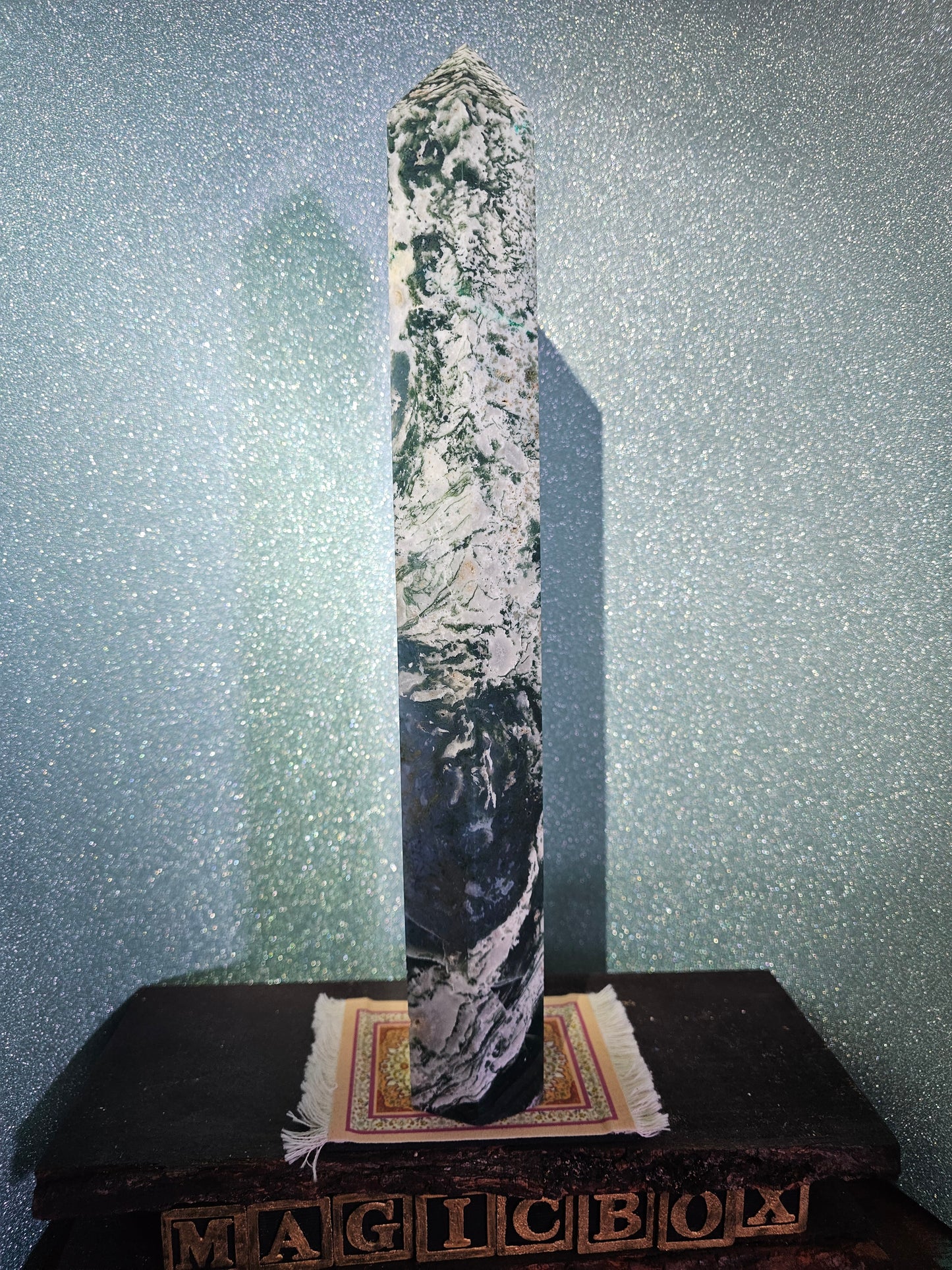 6.1lb 15in Moss Agate Tower