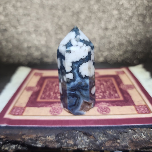 Black Flower Agate Tower - MagicBox Crystals