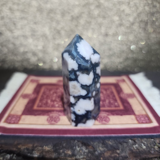 Black Flower Agate Tower - MagicBox Crystals